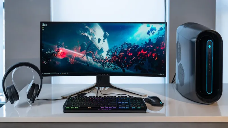 Professional gaming PC setup for frame rate testing